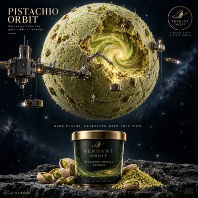 Cosmic Pistachio Gelato Ad Poster