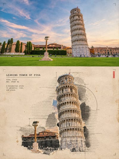Halftone Architectural Collage Poster