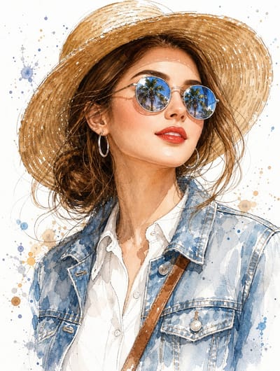 Summer Watercolor Fashion Portrait