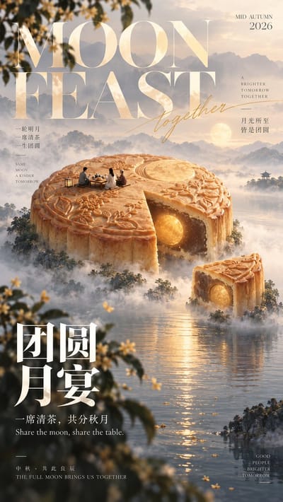 Giant-Scale Oriental Poetic Mid-Autumn Festival Editorial Poster
