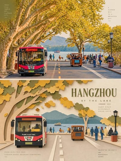 Paper-Cut Editorial Photo Poster