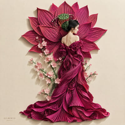 Lotus Paper-Sculpture Portrait