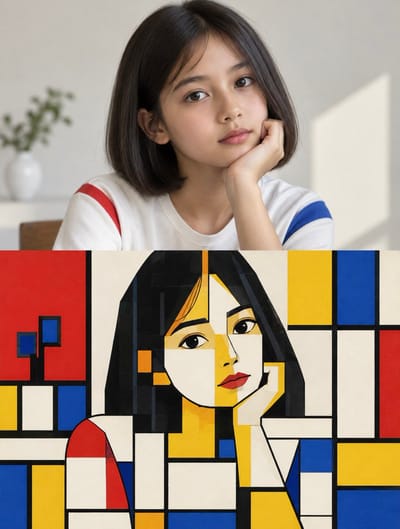 De Stijl Vertical Diptych Portrait