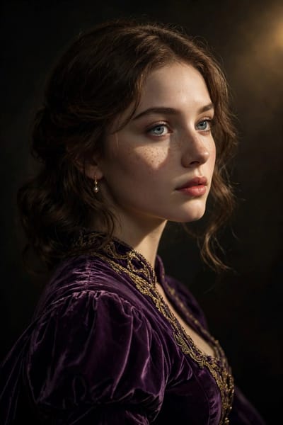 Realistic Noblewoman Portrait in Darkness