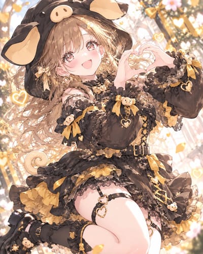 Black Pig Gothic Lolita Fashion Outfit