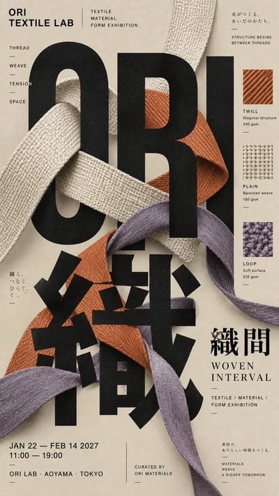 Japanese Editorial Poster with Interwoven Typography