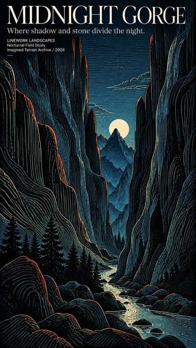 Pôster de Paisagem com Linhas Topográficas