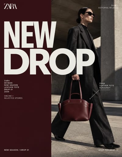 Campanha editorial de lançamento da bolsa tote ZARA