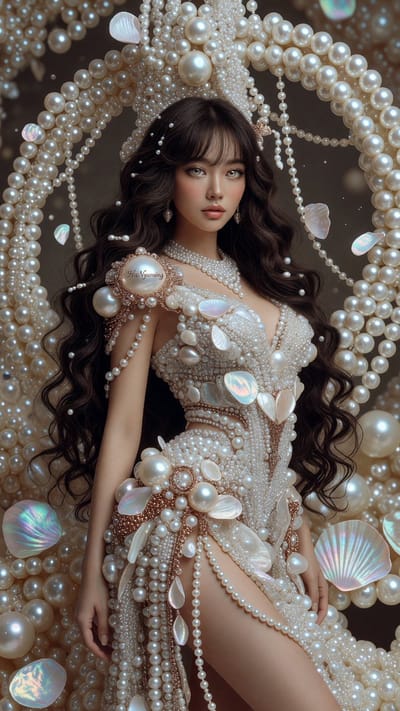 Pearl Cascade Haute Couture Editorial