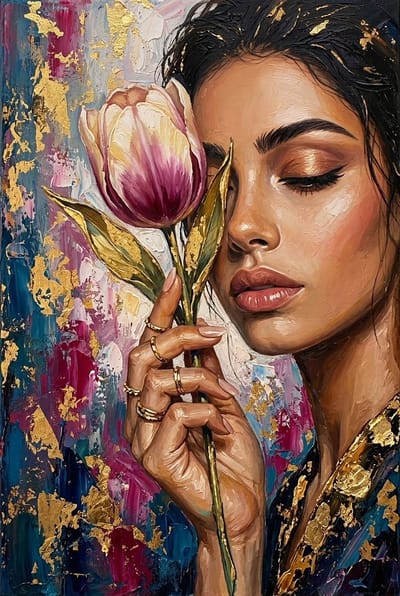 Golden Tulip Oil Portrait