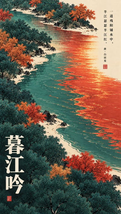 新中式古诗词插画海报