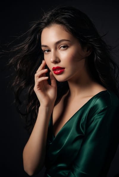 Elegant Red-Lip Portrait