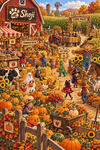 Find Three Cats at the Autumn Farm