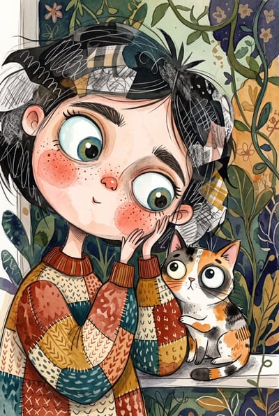 Whimsical Mixed-Media Storybook Portrait