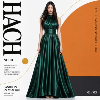 Emerald Satin Fashion Poster