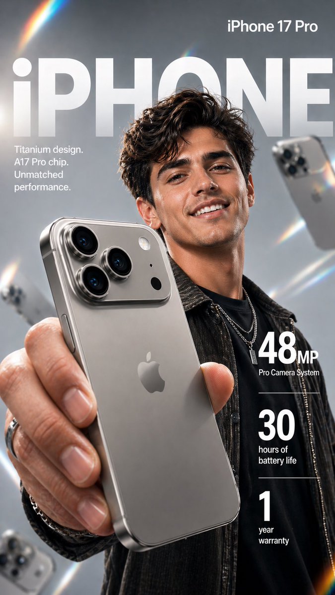 Anúncio Infográfico Vertical do iPhone 17 Pro