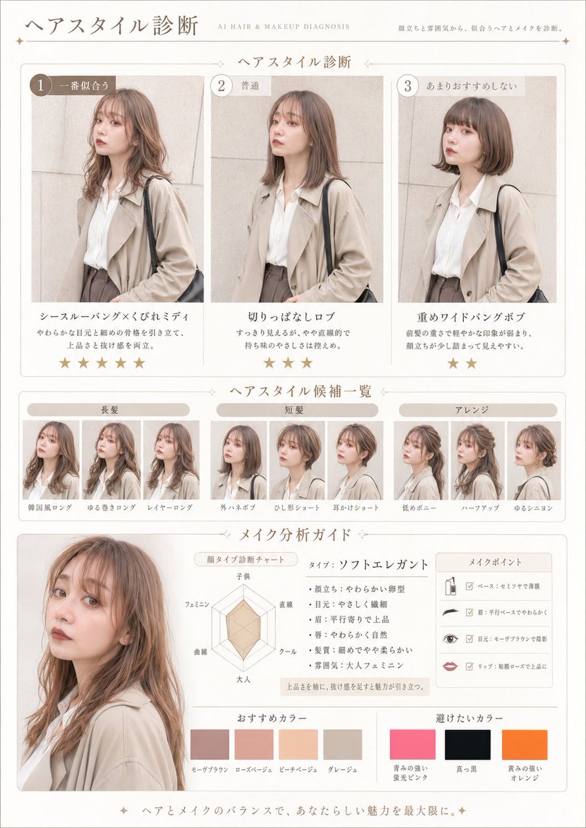 杂志风发型彩妆诊断报告