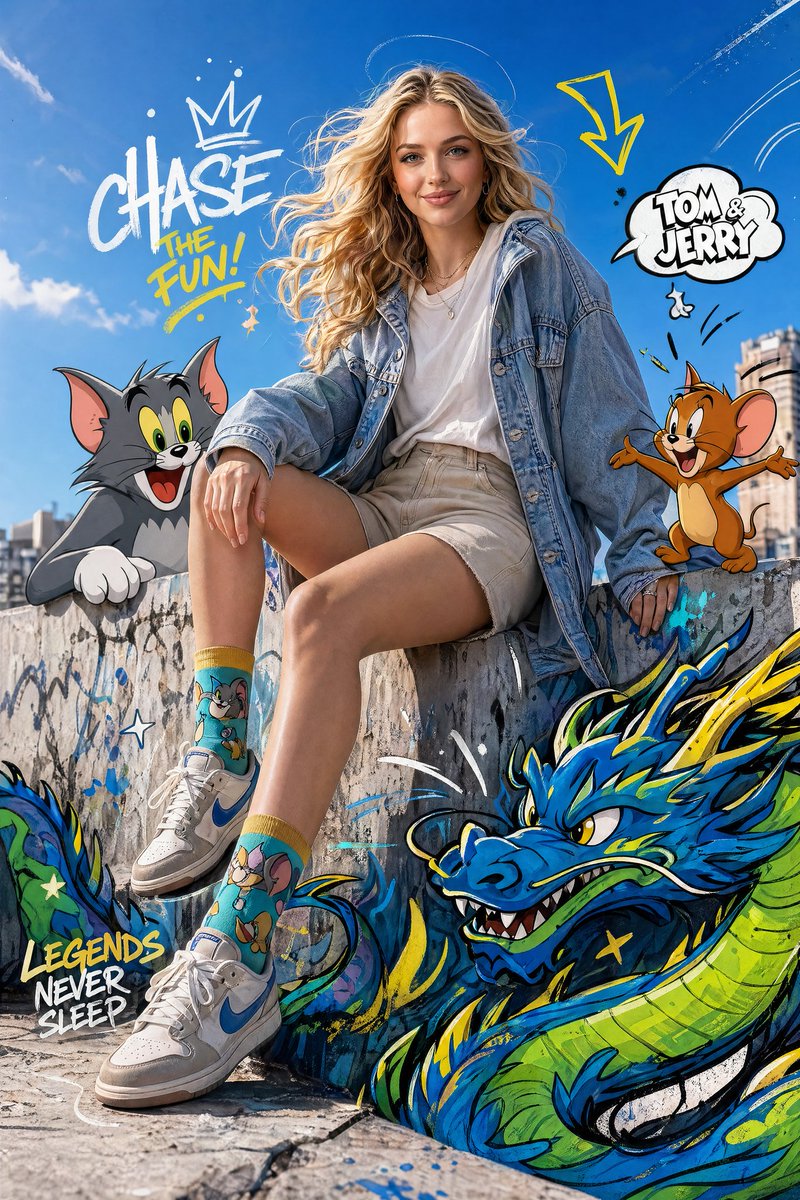 Mode-Editorial mit Cartoons