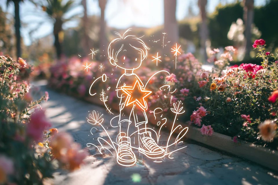 Leuchtende Neon-Skizzenkunst
