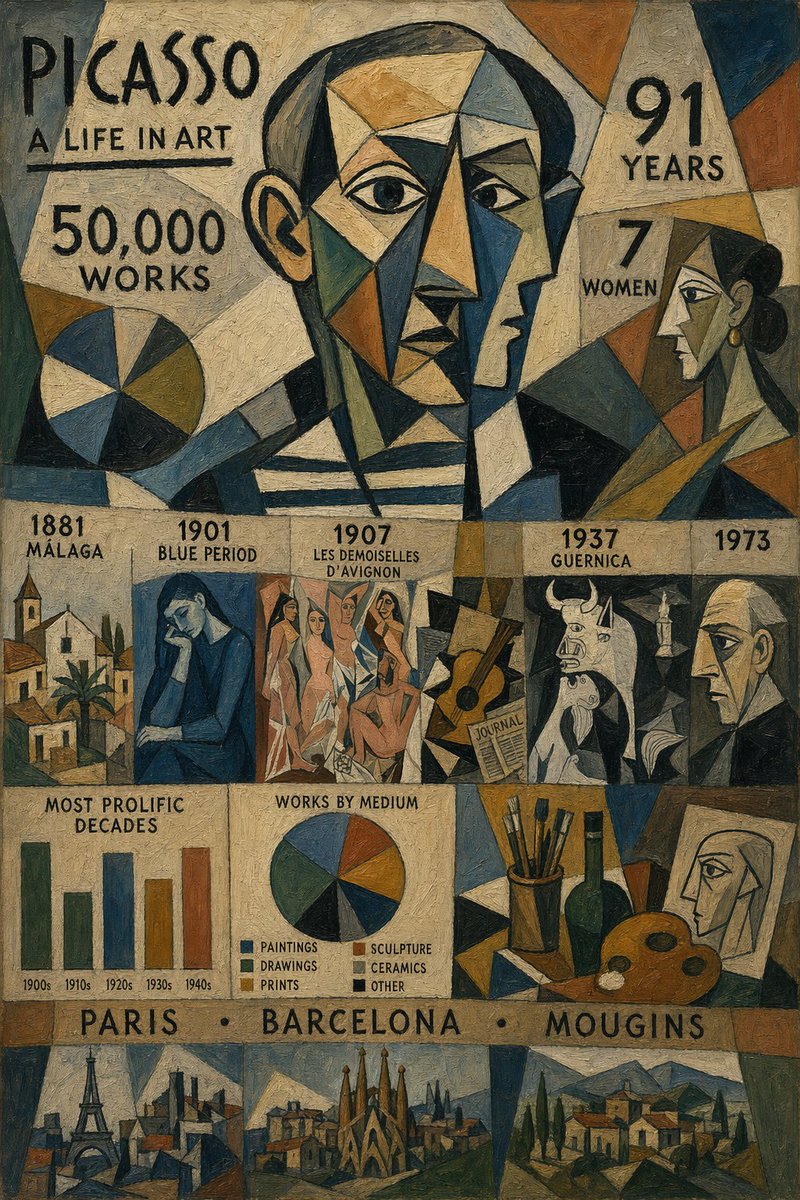Kubistisches Infografik-Gemälde von Picasso
