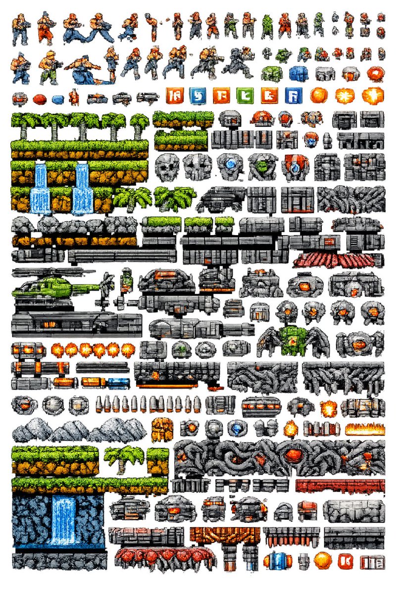 Folha de Sprites Pixel de Contra