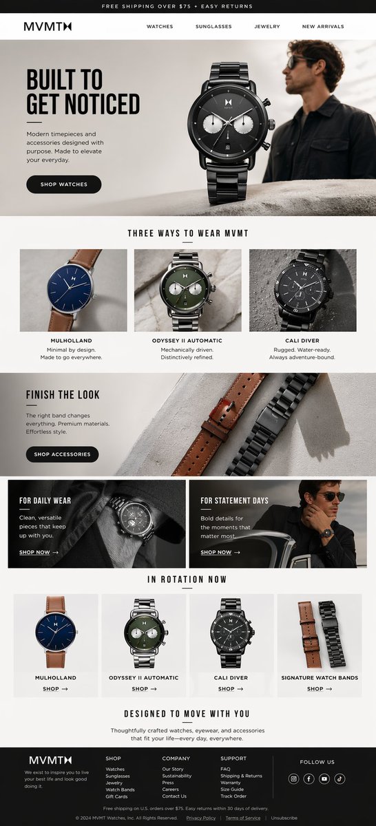 Premium-E-Mail-Mockup der Uhrenmarke MVMT