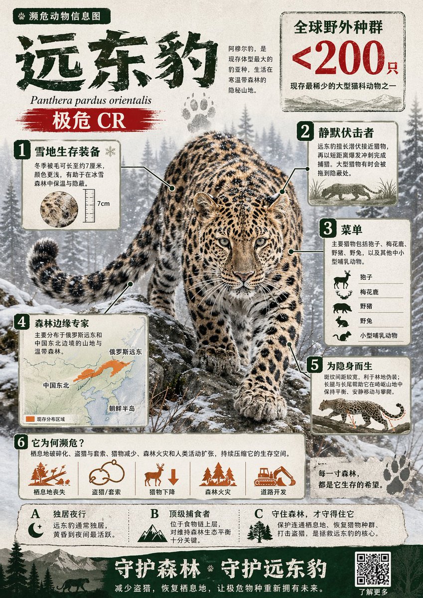 Infografik über ein gefährdetes Tier im Stil einer grafischen Illustration