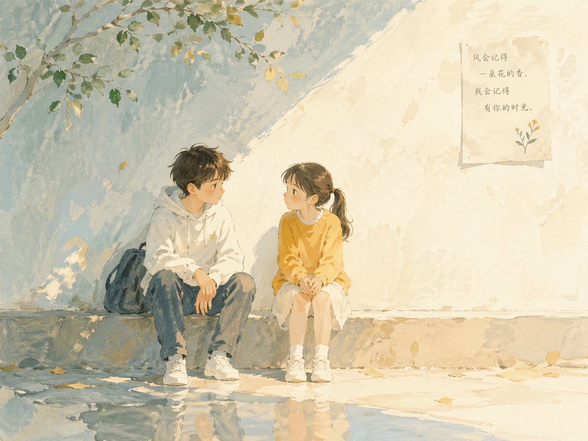 Poetische Kinderbuchillustration in Aquarell