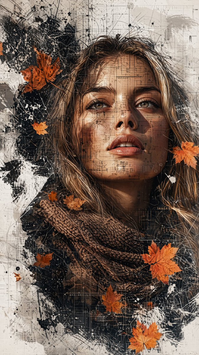 Retrato de Moda Cinematográfico con Collage Multimedia