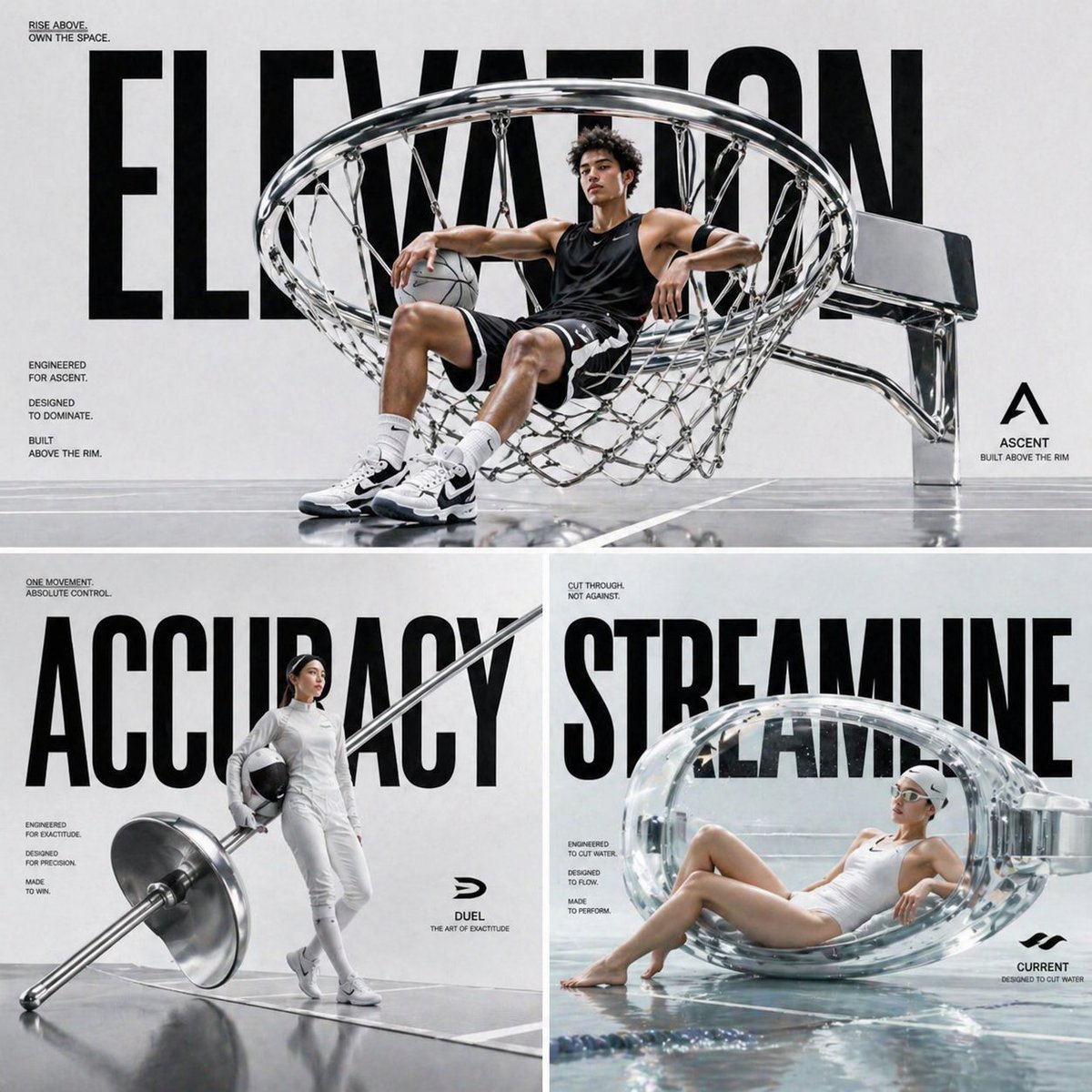 Meta-Prompt für avantgardistisches Sport-Fashion-Poster
