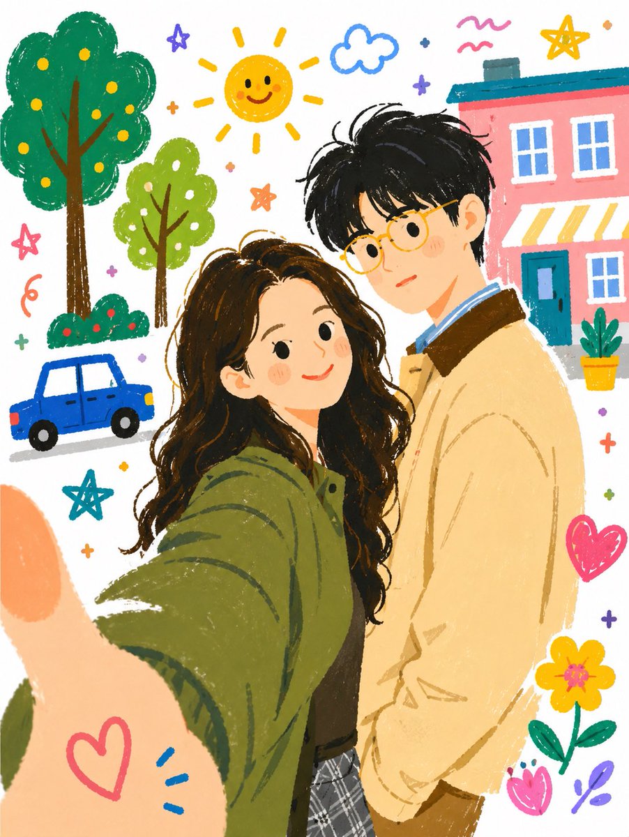 Flache Folk-Illustration mit Gekritzel