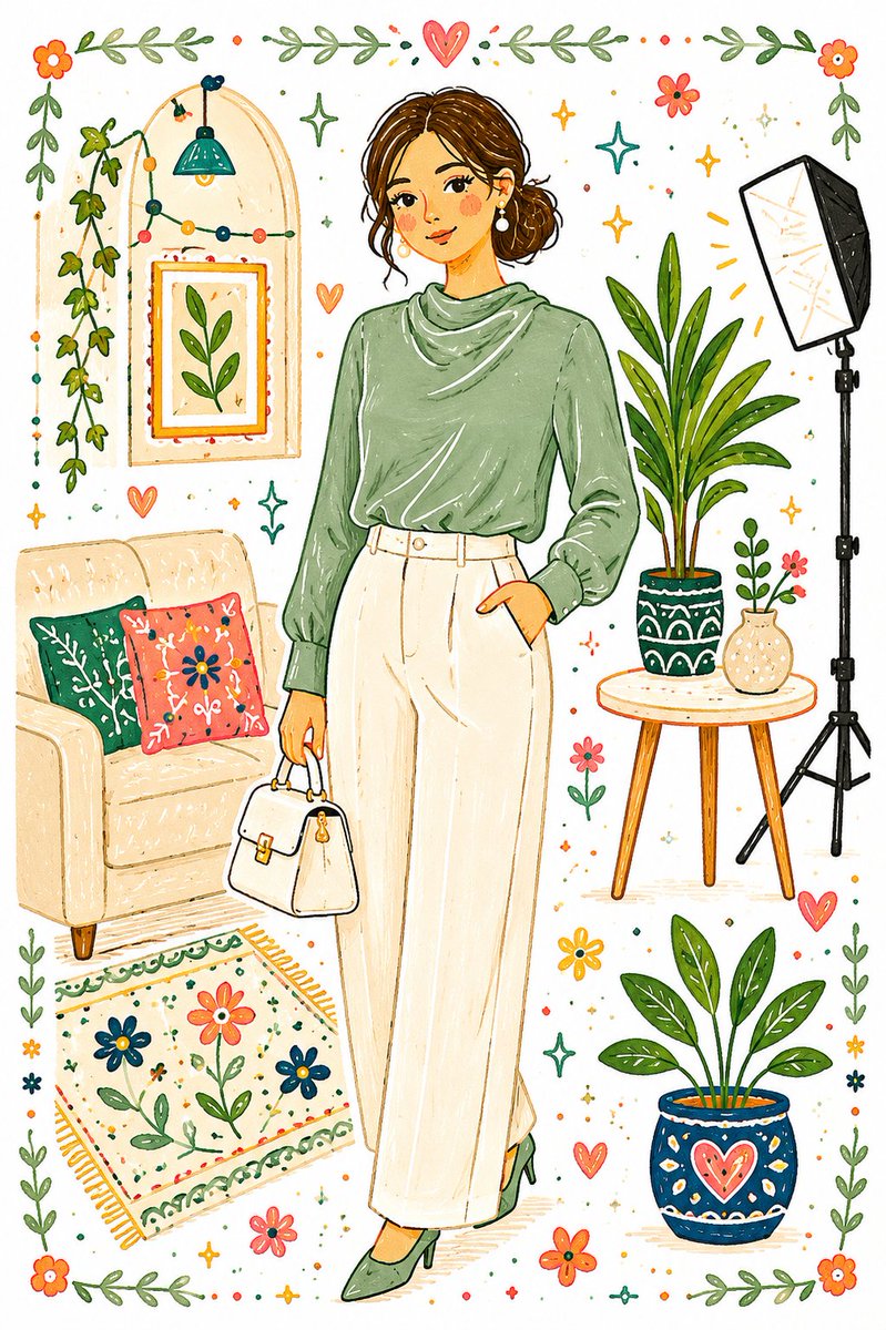 Verspielte Folk-Art-Illustration