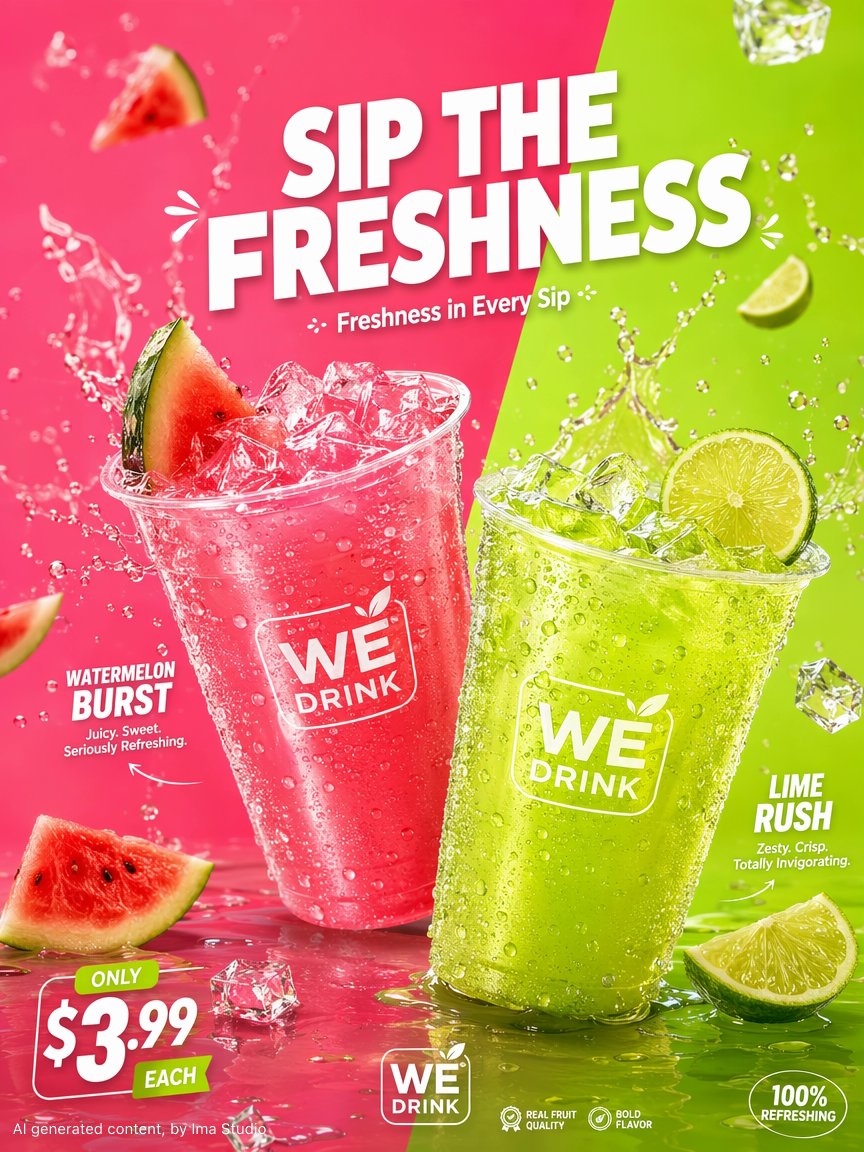 Wassermelone-Limette Getränkeposter