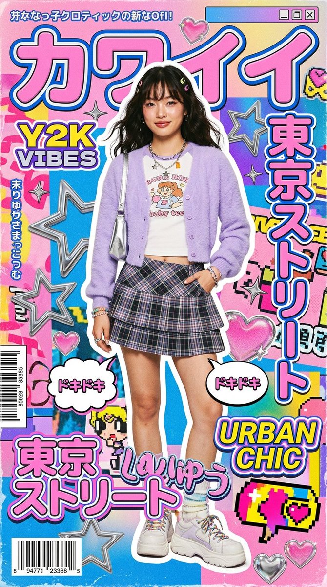 Póster Editorial Kawaii Y2K