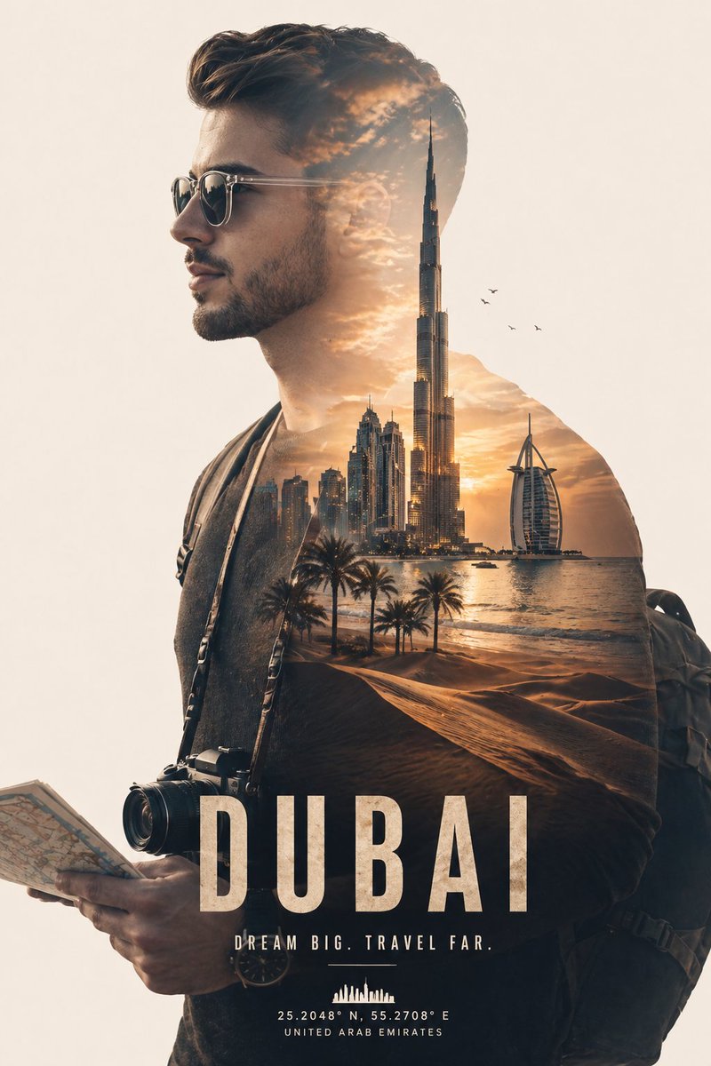 Dubai Double Exposure Traveler Portrait