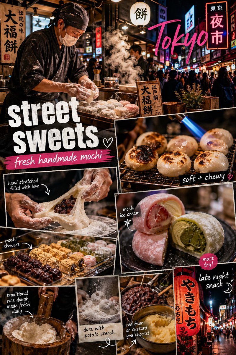 Tokioter Straßen-Mochi-Collage