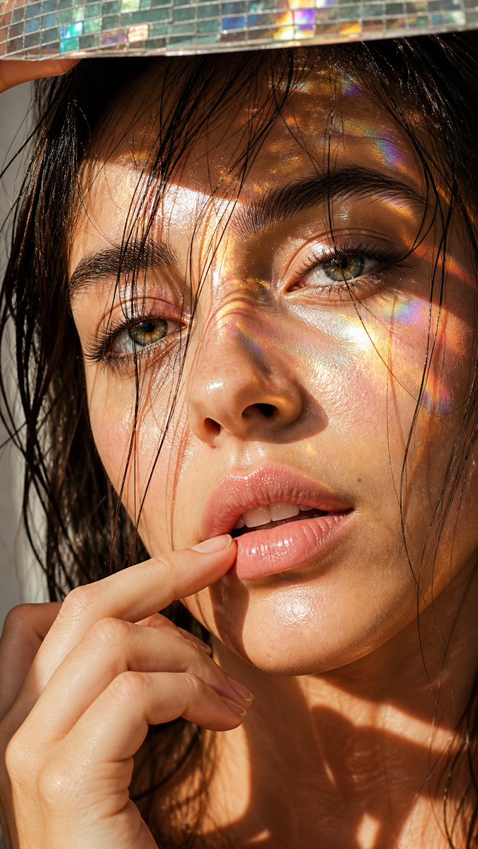 Beauty-Porträt im prismatischen Licht