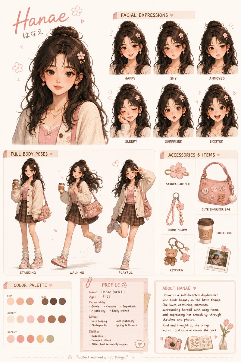 Kawaii-Charakterdesign-Blatt