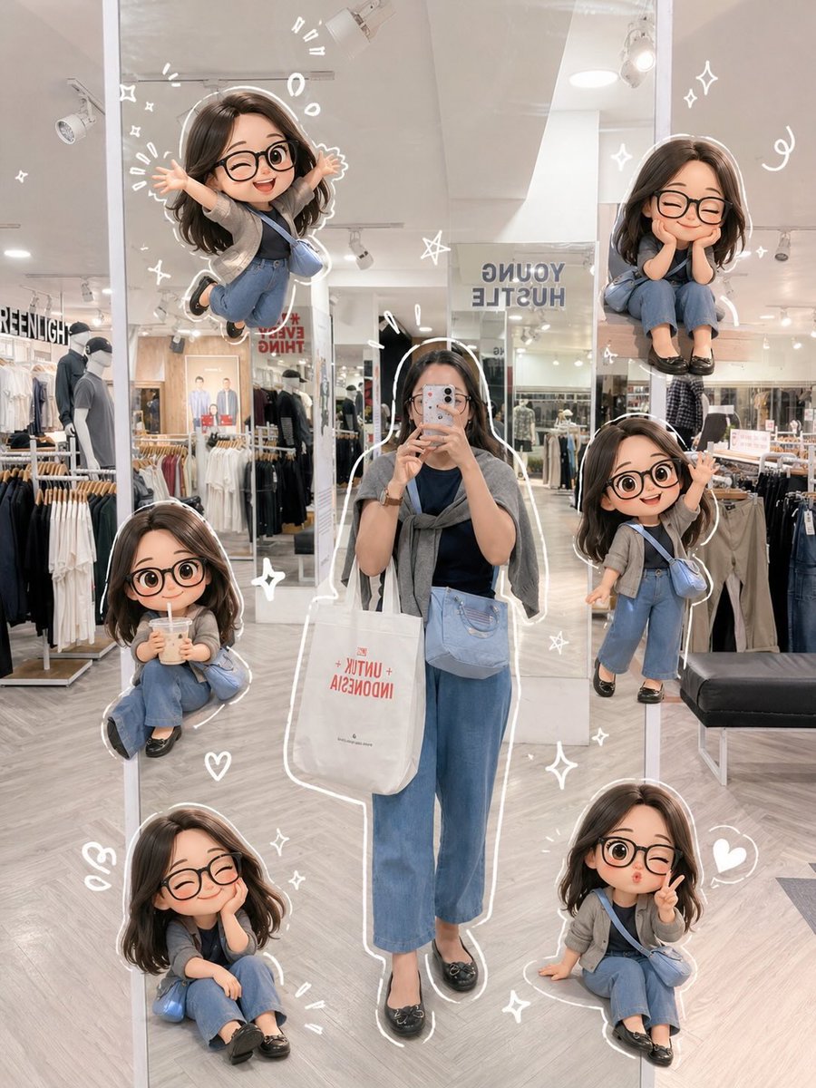 Spiegel-Selfie mit niedlichen Chibi-Minis