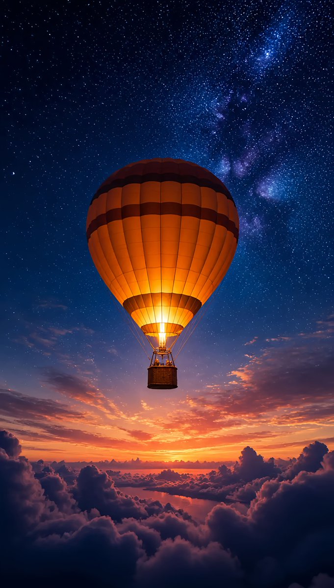 Magischer Ballon am Sternenhimmel