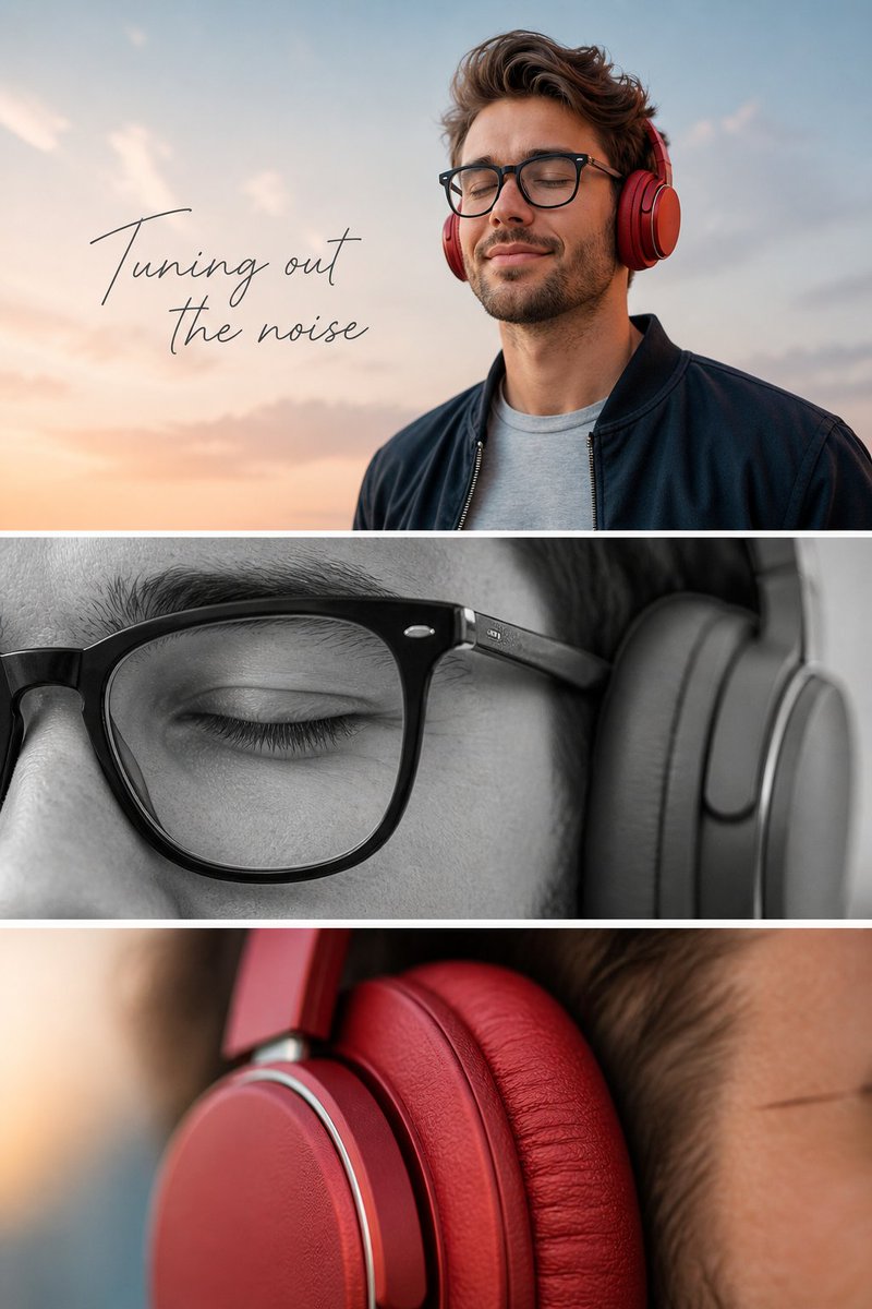 Minimalistische Kopfhörer-Werbung