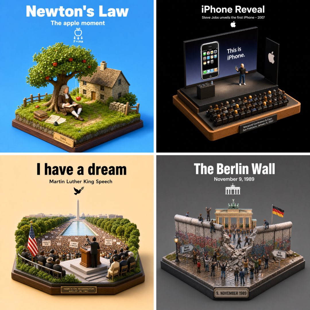 Isometrisches Diorama eines historischen Ereignisses