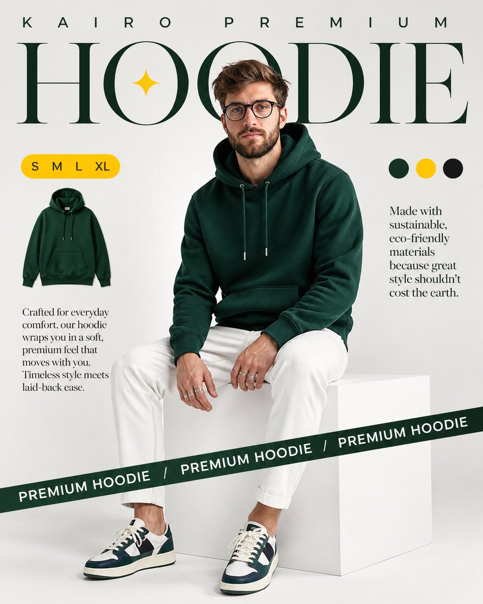 Anúncio de Moda para Hoodie Premium
