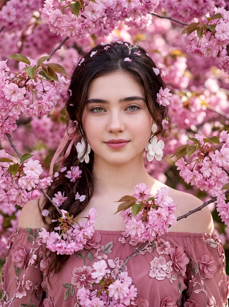 Florale Frühlingsporträts mit KI
