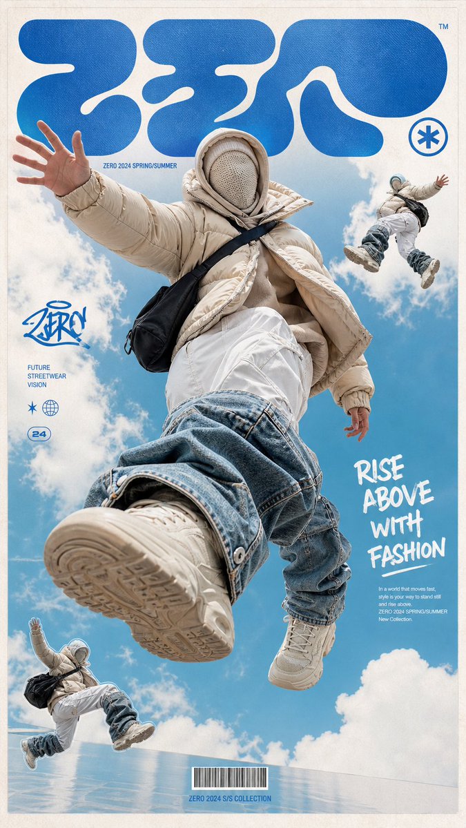 Pôster Streetwear Futurista no Céu