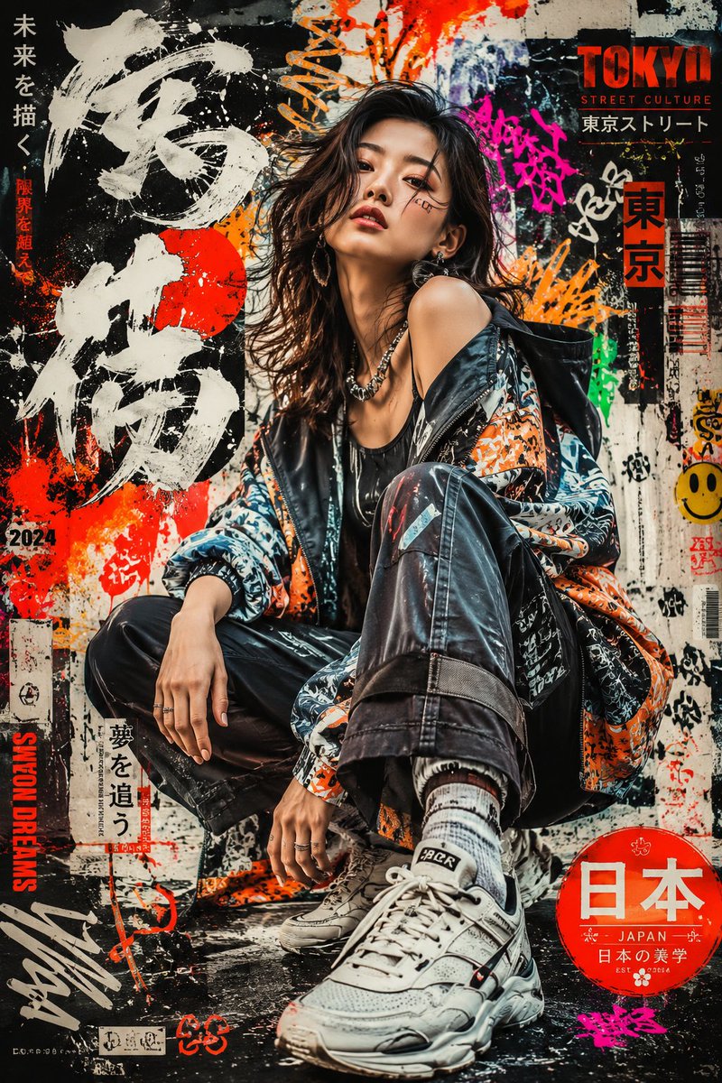 Japanisches Graffiti-Mode-Poster