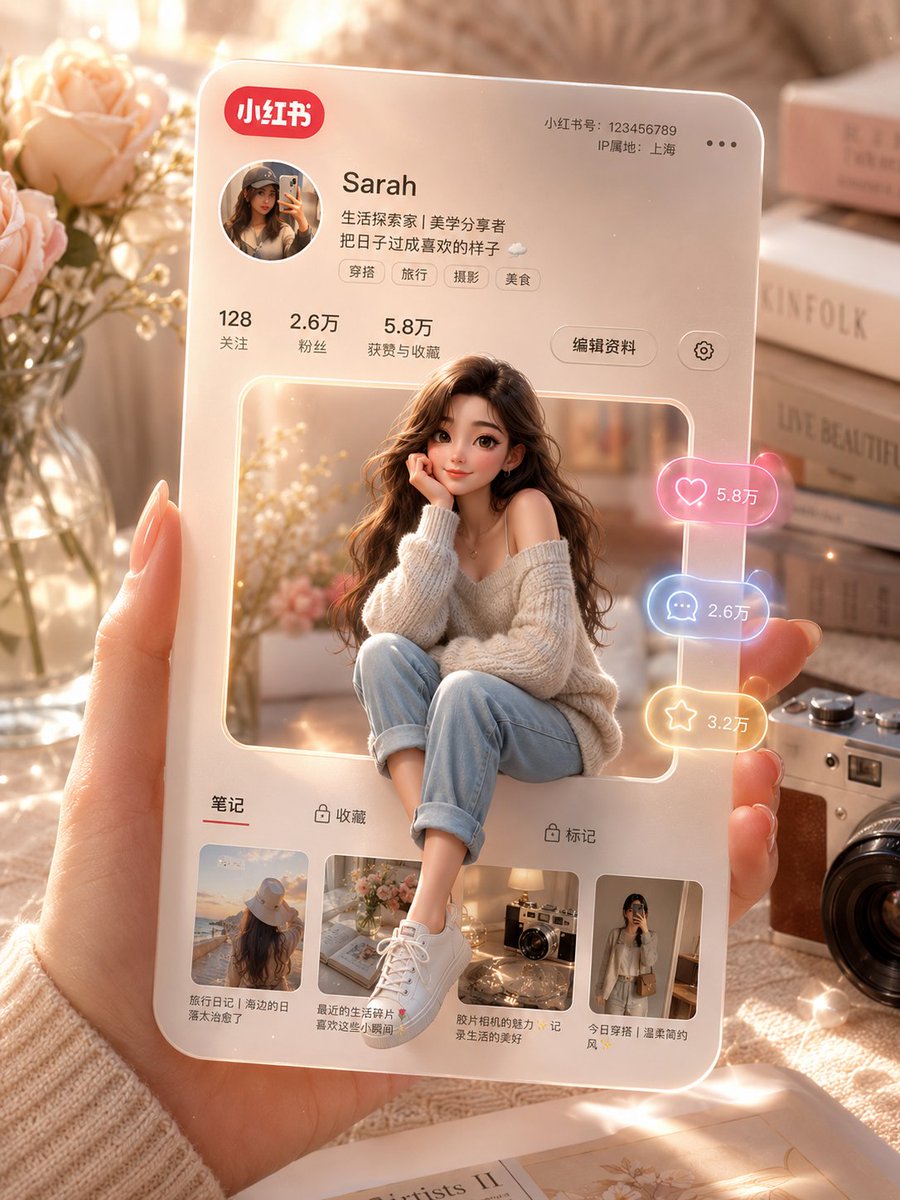 Tarjeta de Perfil 3D de Influencer