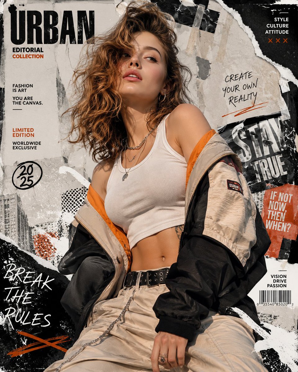 Pôster de Colagem de Moda Editorial Urbana