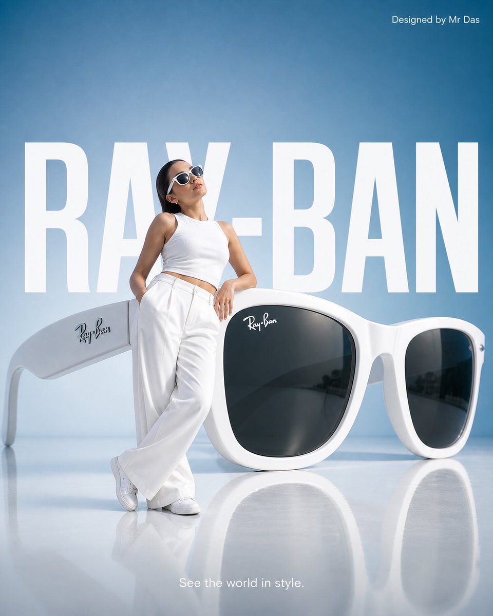 Anúncio Minimalista de Óculos Ray-Ban