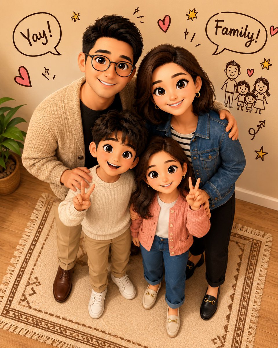 Gemütliches 3D-Familienporträt